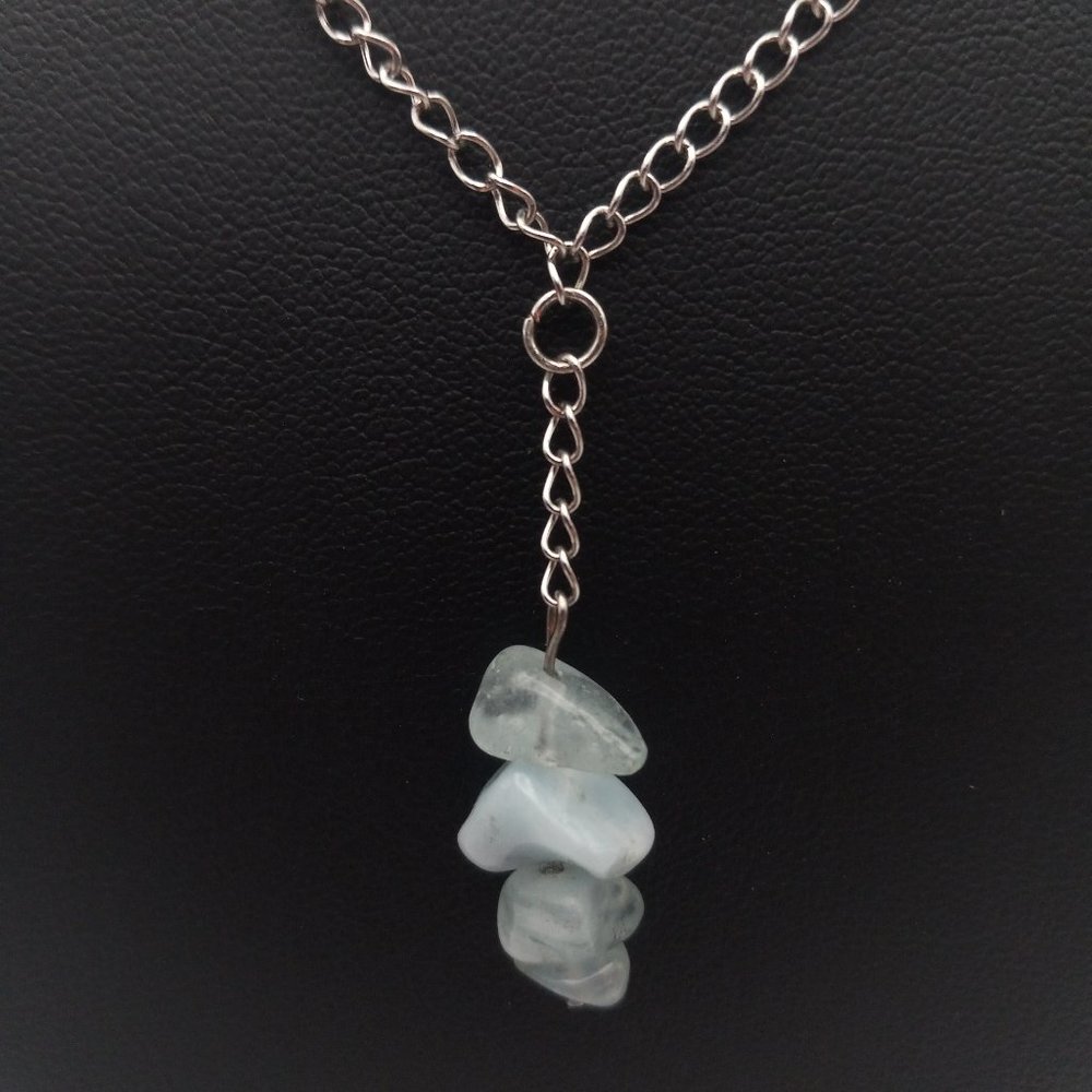Aquamarine Chip Chakra Healing Gemstone Chain Necklace Handmade Jewelry